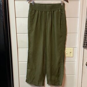 Quince 100% European Linen Wide Leg Pants Martini Olive Size M.
